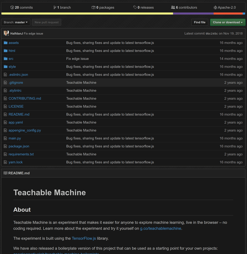 Teachable Machine Github Page